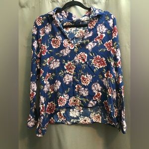 Leith v-neck long sleeve floral print blouse size xs